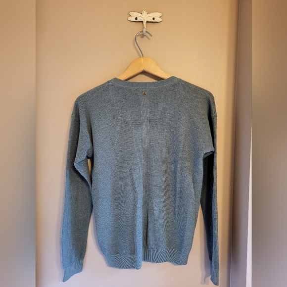 Prana. V-neck merino cotton waffle knit sweater. Sage green. Wm XS.  NWOT - Picture 3 of 5